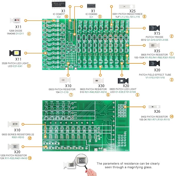 Soldering Practice Kit DIY Two-sided SMT 3-row White Red LED SMD Circuit Kit Learn Soldering Kit For Beginners