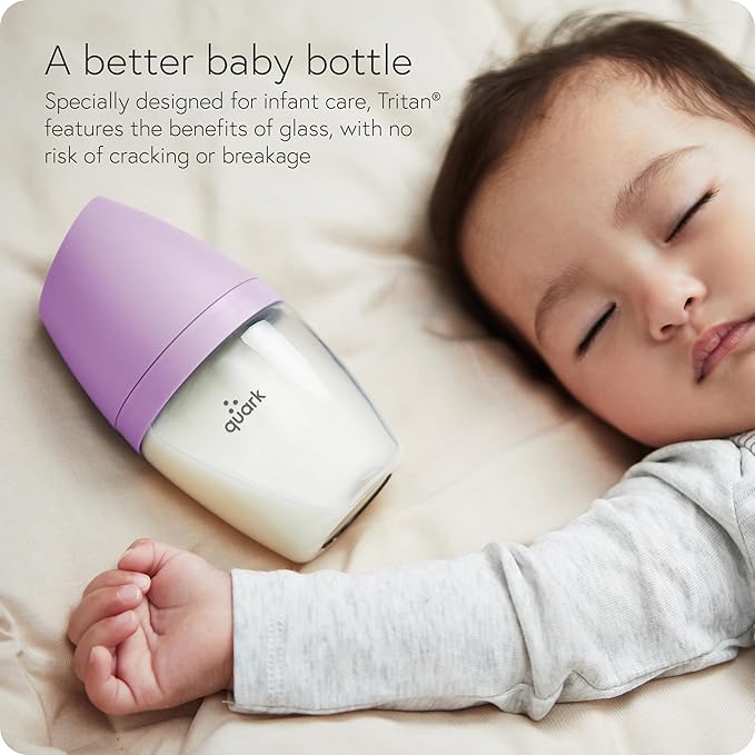 BuubiBottle Hybrid Bottle Feeding Bundle by Quark - Baby Bottle Set with Baby Bottles for Breastfed Babies from Newborn to Toddler - With RealFeel Anti Colic Nipples, Sippy Cup Conversion Kit - Purple