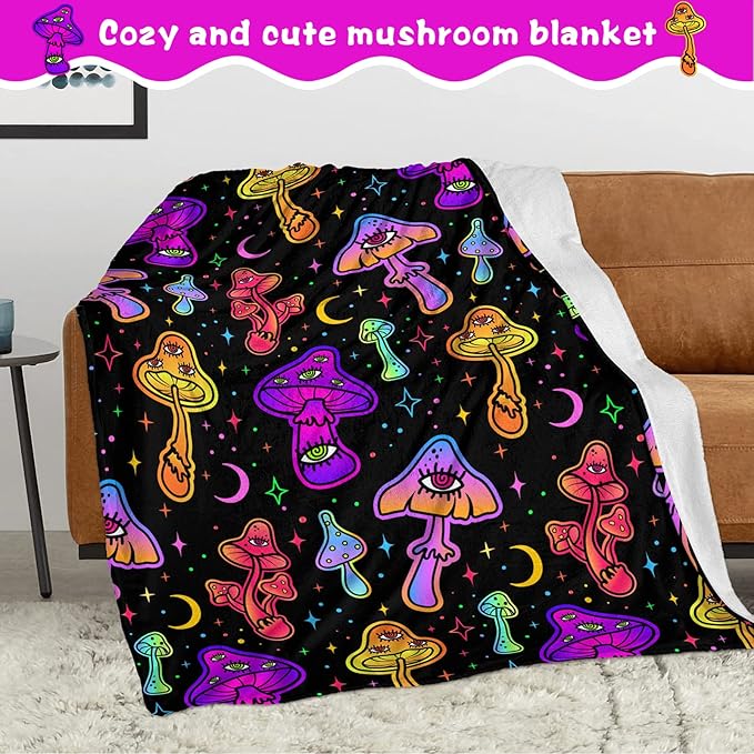Mushroom Fleece Blankets Throw Blanket for Couch Gifts for Mushroom Lovers Soft Cozy Plush Bed Stuff Couch Living Room Decor for Kids Adults