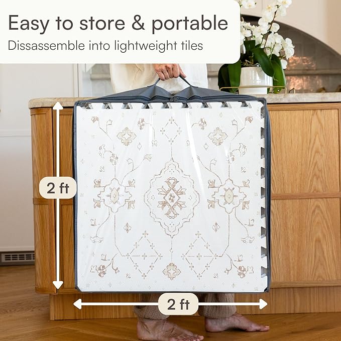 Lillefolk Baby Play Mat for Floor – 6x8ft Vintage Vanilla | Soft Non Toxic Premium EVA Foam Tiles for Tummy Time, Crawling & Playroom – Waterproof Floor Mat for Babies & Toddlers (12 Tiles)