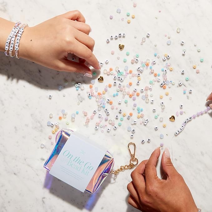 Little Words Project On The Go Bead Kit, DIY Bracelet Making Kit, Includes Colorful Beads, Letter Blocks and Zipper Pouch, Fun & Creative Gift for All Ages, Create Custom Bracelets
