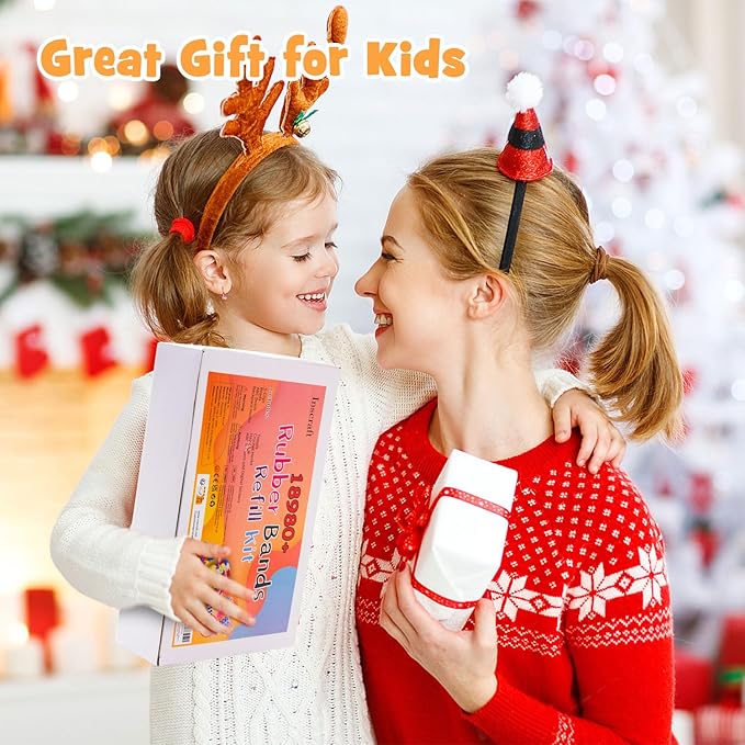 INSCRAFT Rubber Band Refill Kit: 18,950+ Rubber Bands in 37 Colors, S-Clips, Beads, Backpack Hooks, Tassels and More, DIY Friendship Bracelet Making Kits, Christmas Birthday Gift for Kids