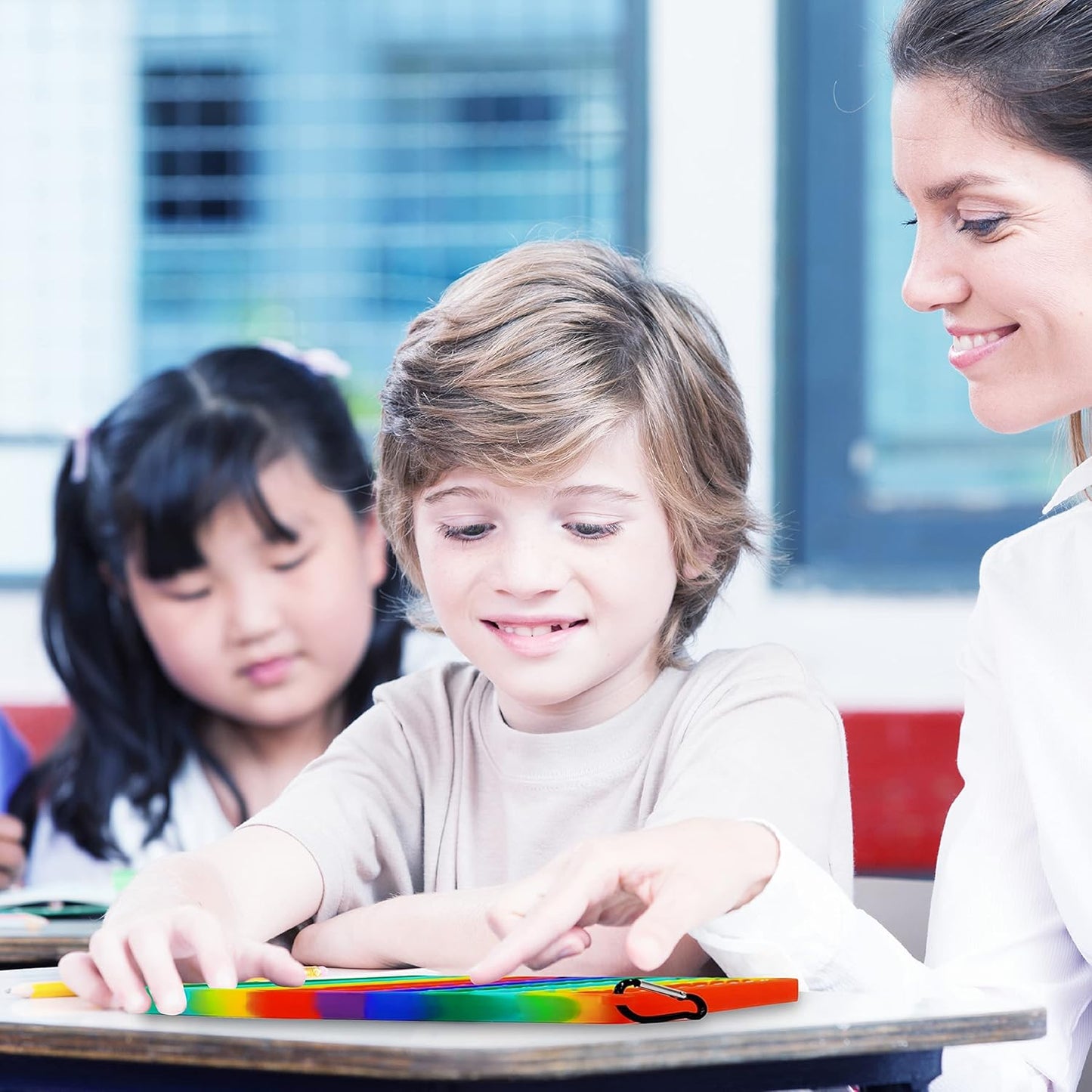 Multiplication Table Chart Square Pop Fidget Toys Counting Popper Board Stress Reliever Gifts for Kids Adult ADHD Family Kids Popping Game to Practice Times Math Ability Early Education(Rainbow)