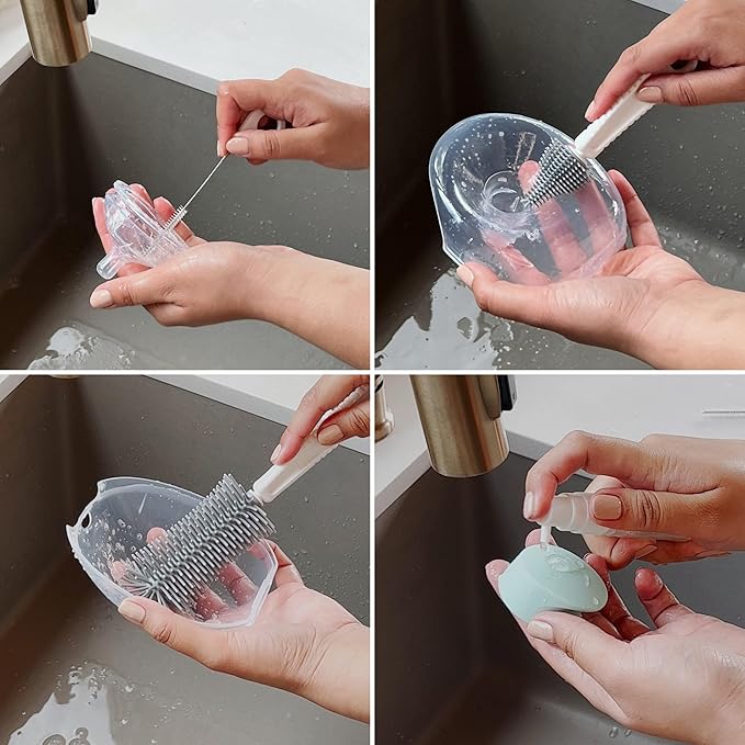 Willow Travel Cleaning Kit & Drying Rack - 5-Pack Cleaning Rack and Brushes for Breast Pump Parts and Bottles - Breastfeeding Essential