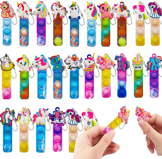 26 Pcs Mini Keychain Pop Fidget Toys for Kids, Birthday Party Favors for 3-5, 4-8, 8-12, Bulk Sensory Toys for Classroom Prizes, Party Supplies for Pinata Stuffers, Carnival Prizes (Animal)