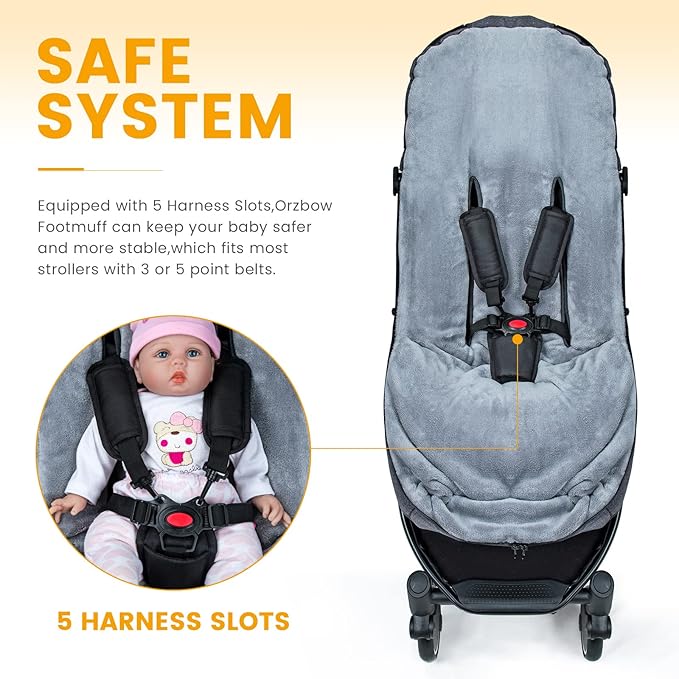 Orzbow Warm Bunting Bag Universal,Christmas Gifts Stroller Sleeping Bag Cold Weather,Waterproof Toddler Footmuff (Dark grey)