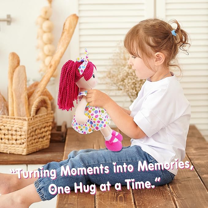 June Garden 23" Snuggle Cuties Bella - Soft Cuddly Plush Doll Gift for Girls - Huggable Rag Doll - Orange XL