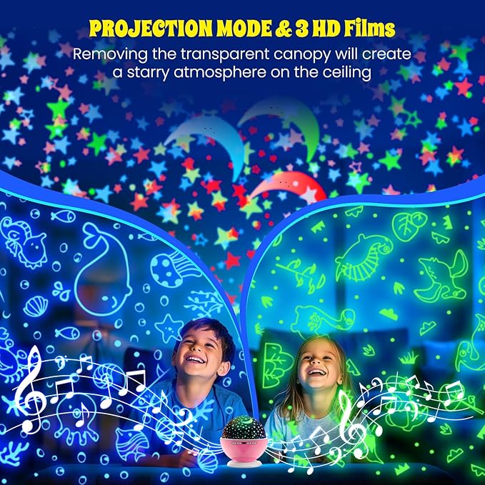 Kids Star Night Light, Night Light Projector,Nebula Star Projector 360 Degree Rotation - 6 LED Bulbs 18 Light Color Changing with USB Cable, Romantic Gifts for Men Women Children (Pink)