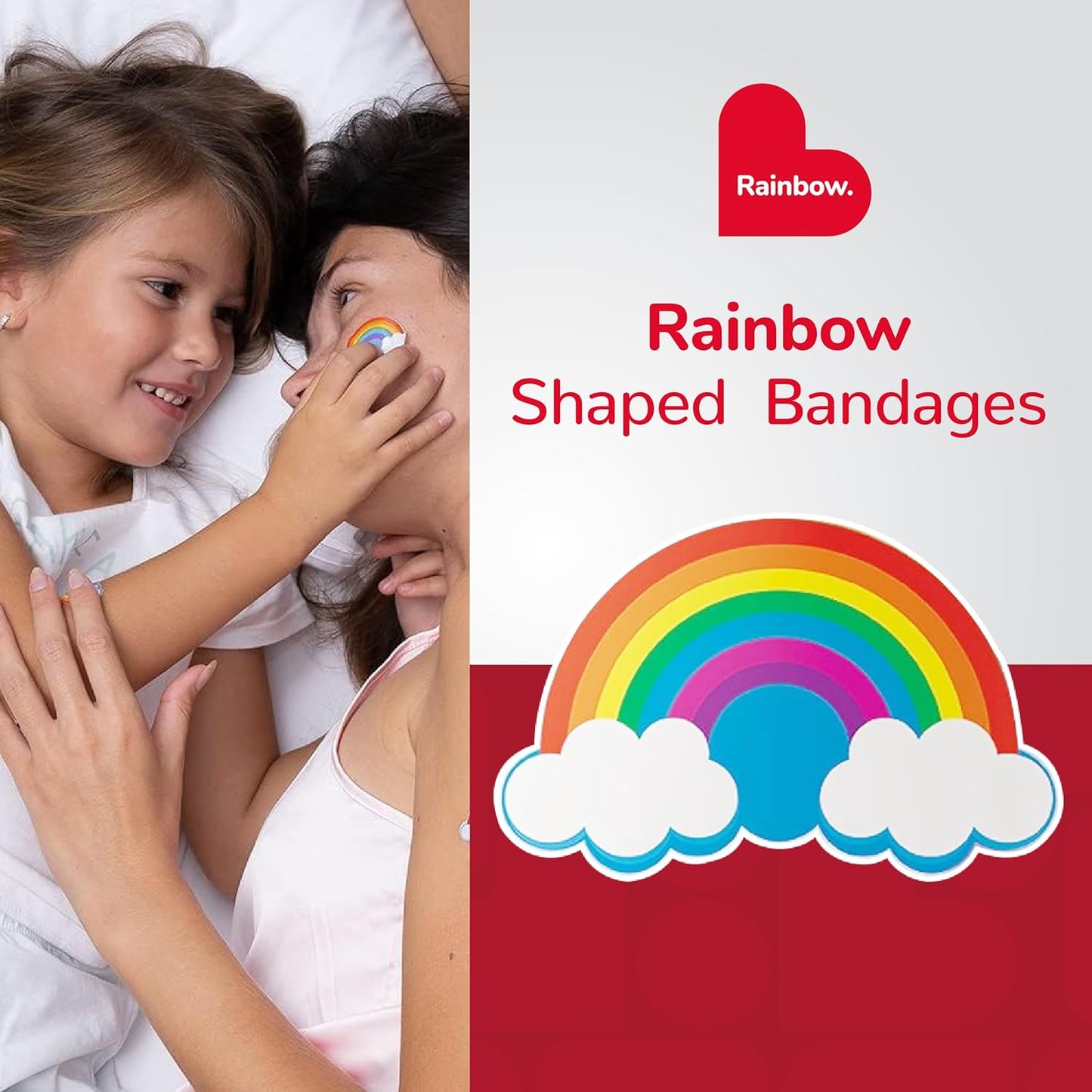 BioSwiss Bandages, Rainbow Shaped Self Adhesive Bandage, Latex Free Sterile Wound Care, Fun First Aid Kit Supplies for Kids, 24 Count