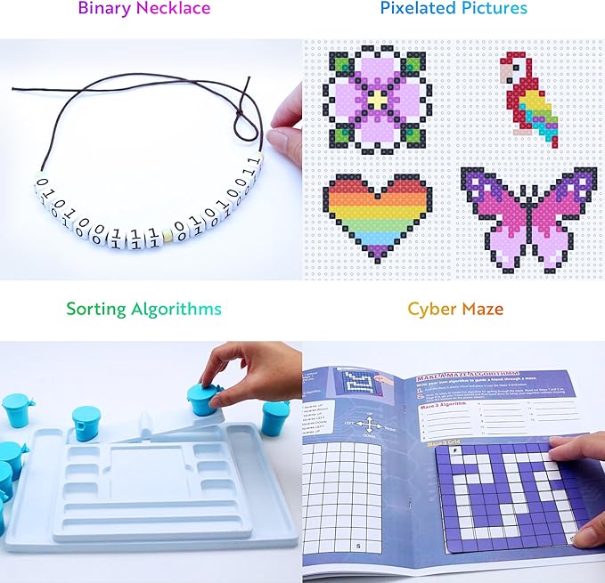 Playz My First Coding & Computer Science Kit - Learn About Binary Codes, Encryption, Algorithms & Pixelation Through Fun Puzzling Activities Without Using a Computer for Boys, Girls, Teenagers, Kids