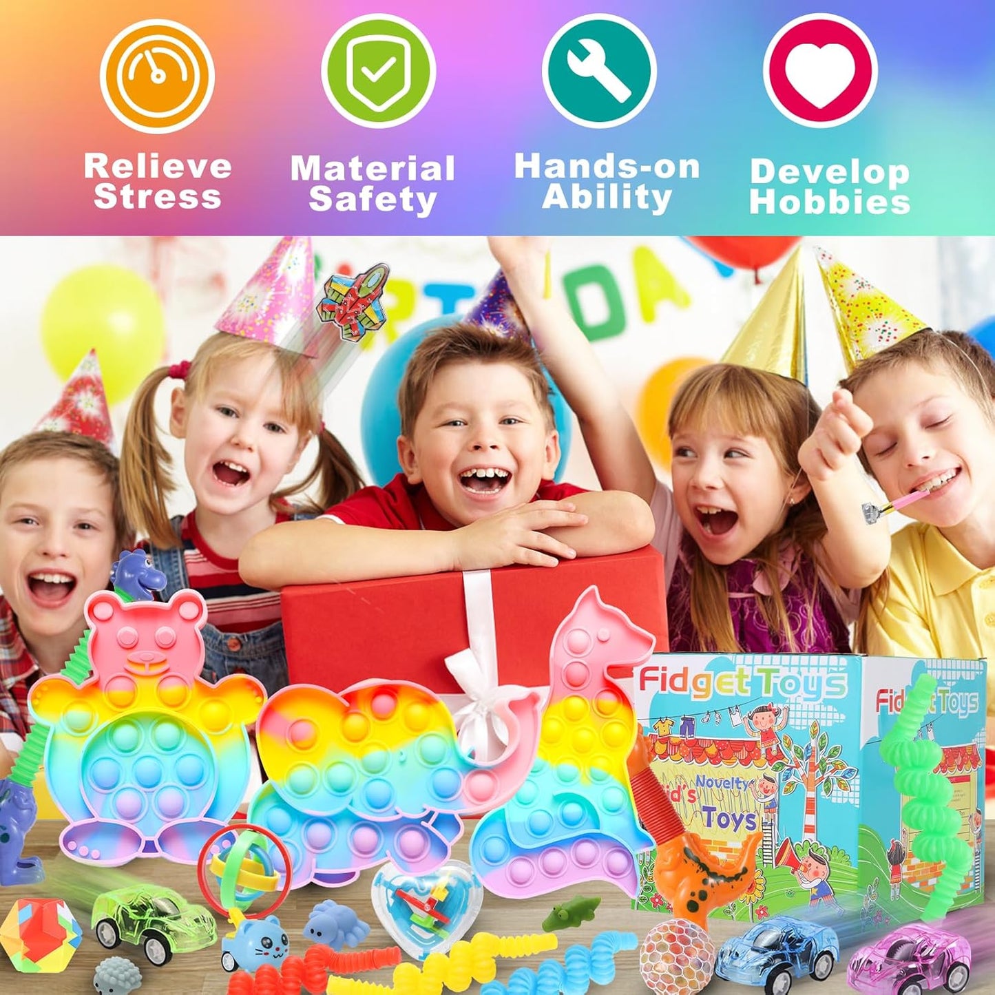 288 Pcs Fidgets Toys Pack, Kids Party Favors Stocking Stuffers Gifts, Bulk Toys for Carnival Treasure Classroom Prizes Box,Adults Stress Relief Sensory Toy,Autism Autistic Children ADHD