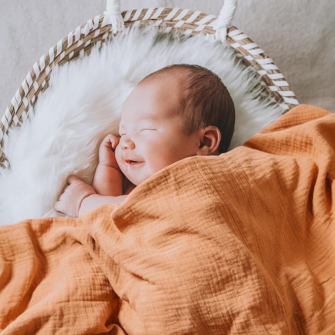 Muslin Receiving Blankets, Neutral Blanket Swaddling for Newborn Boys and Girls, 5 Pack Breathable and Skin-Friendly Swaddle Wrap for Infant Baby (Fresh Colors)