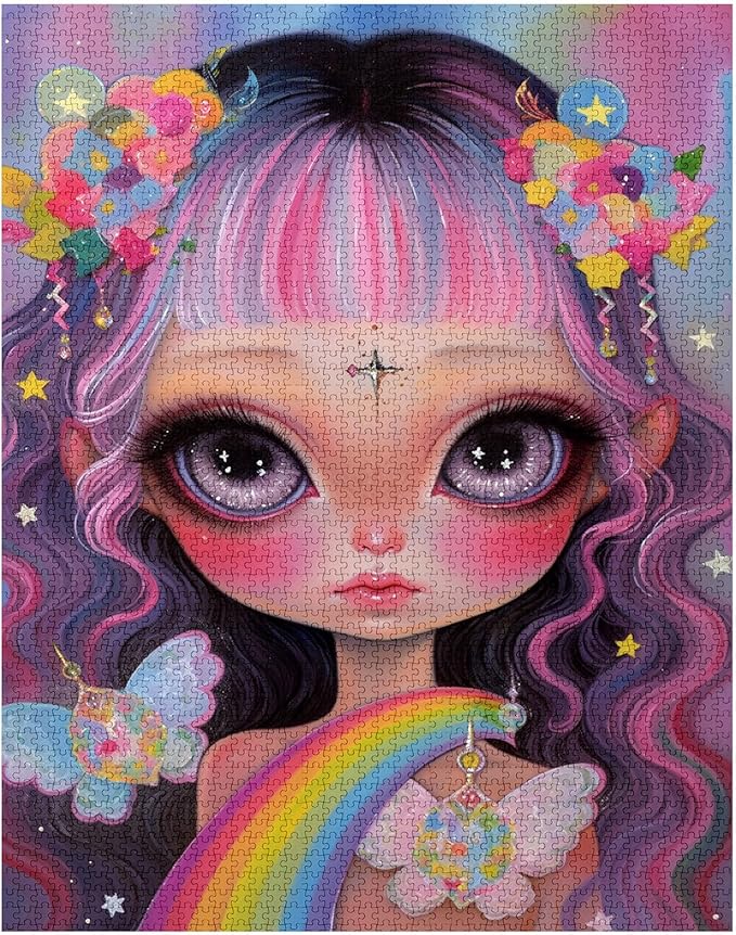 1000 Piece Rainbow Girl Jigsaw Puzzle Exquisite Cute Doll Jigsaw Puzzles for Adults Fashionable Sophisticated Home Decoration Family Puzzle Perfect for Game Nights Ideal Gift Choice 20 x 27 Inch