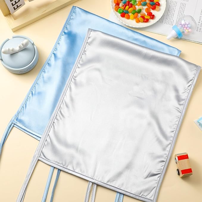 Hosuly 2 Pcs Satin Bassinet Sheet Baby Hair Soft Silk Feeling Sheet Baby Bassinet for Rectangle Cradle Pad Mattress Boys Girls Newborn Infant(Gray, Light Blue)