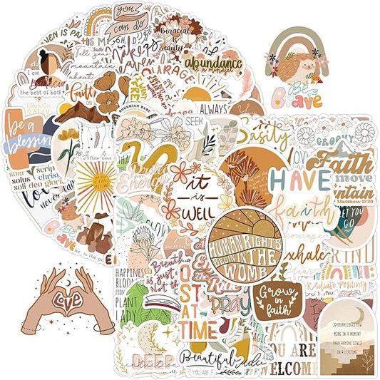 100PCS Boho Inspirational Stickers, Vintage Motivational Aesthetic Stickers for Women Adults Kids Teen Teachers, Retro Vinyl Waterproof Positive Decals for Laptop Water Bottles Phone Scrapbook