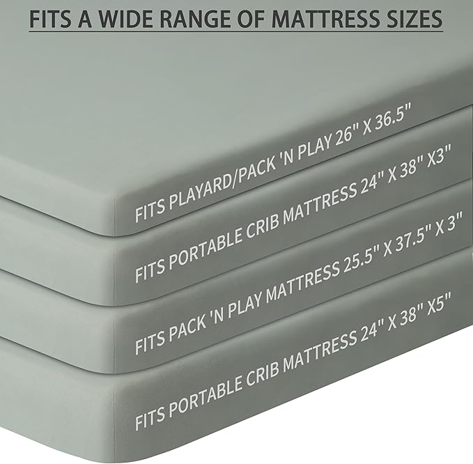 Pack and Play Sheets Fitted, 2 Pack Pack n Play Sheets for Graco Pack n Play Mattress, Unisex Playard Sheets for Boys Girls (Brown & Green, 38 X 26 Inch)