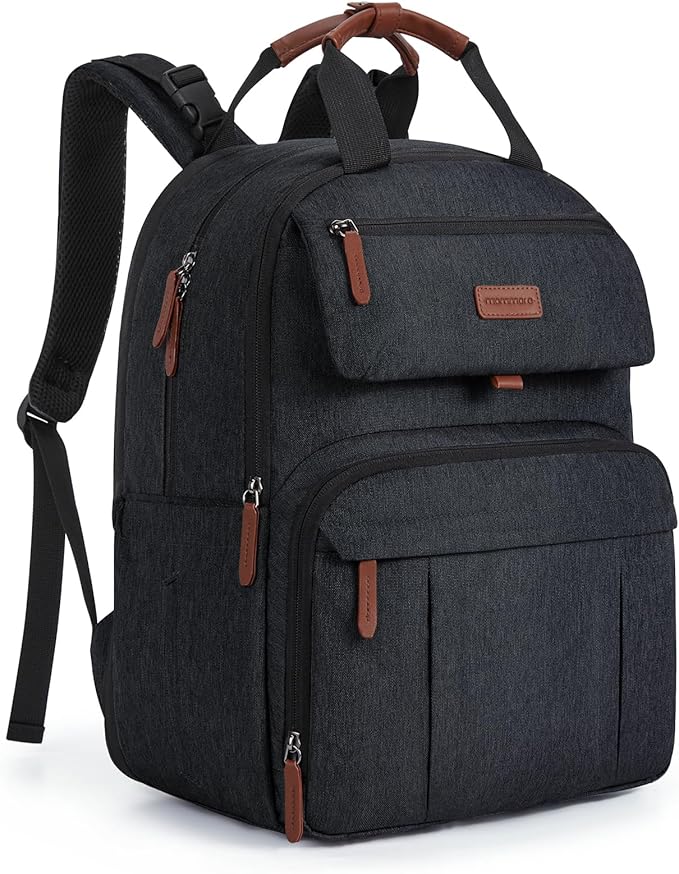 mommore Diaper Bag Backpack, Large Diaper Bag Expandable for 2 Kids/Twins, Durable Baby Bag with Changing Pad, Water Resistant Travel Diaper Backpack for Mom Dad