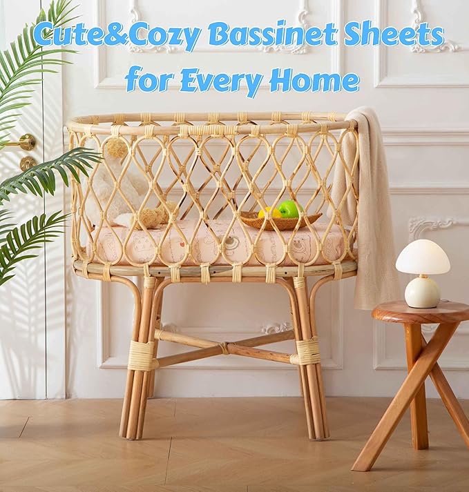 SDY Bear Bassinet Sheets,2pk Microfiber Jersey Baby Bassinet Sheets for Boys Girls，Baby Sheets 32 "x 16 "x 4"