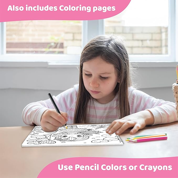 jackinthebox Sticker by Number Book, 12 Scenes Puzzle Paint by Sticker Book + Colouring Pages, Gifts for Birthday, Party Favor Toys for Girls, Arts & Crafts for Kids Age 7 8 9 10 - Little Fashionista