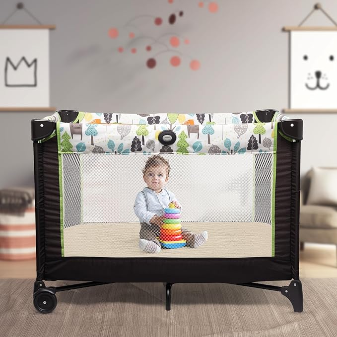 2 Pack Soft Muslin Baby Mini Crib Sheets, 100% Cotton Breathable Double Layer Fitted Sheets for Mini Crib and Pack N Play Mattresses 24x38 Inches, for Baby Girls and Boys (Beige & Grey