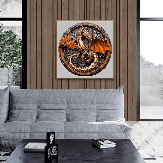 KAAYEE Wooden Puzzles for Adults, 3D Vision Mechanical Dragon Wooden Jigsaw Puzzles Unique Shape Advanced Wood Puzzle Adult, Birthday Fathers Family Game (S-8.5 * 8.4in-100pcs)