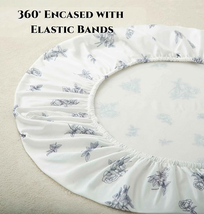 SDY Floral Bassinet Sheets 2pk Microfiber Jersey Bassinet Fitted Sheets for Boys Girls,for Rectangle, Round, Oval, Hourglass Mattress 32 "x 16"x 4"