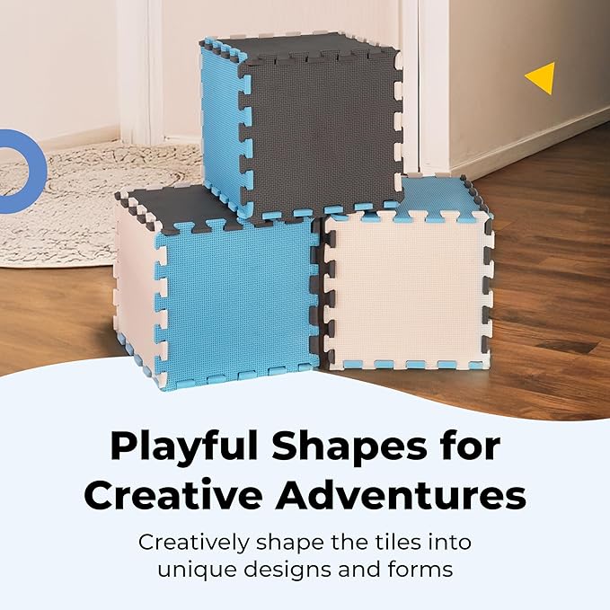 MioTetto Baby Play Mat, Soft Foam Floor Tiles for Kids. Adjustable Interlocking Foam Tiles, Fits with 74x74 Playpen Baby mat for Crawling & Development, Safe & Non-Toxic Playmat for Babies 6-12 Months