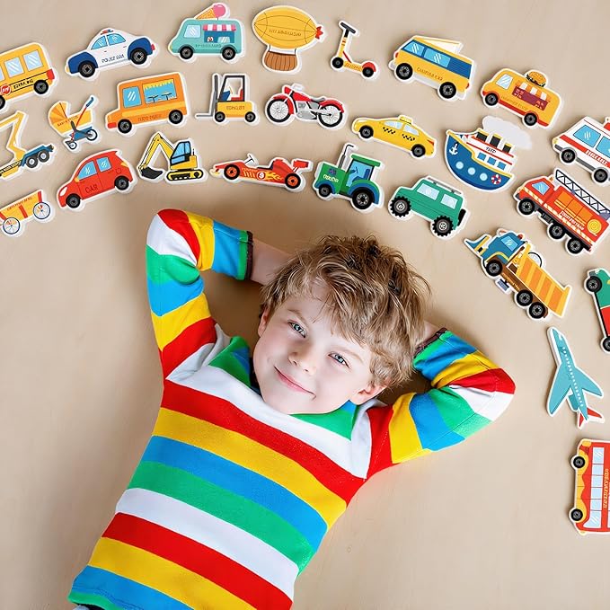 Kathfly 36 Pcs Wooden Community Helpers Community Wooden Toy Preschool Little Professionals Block Vehicles Set Multicultural Vehicles Creative Play for Social Learning, Educational Model