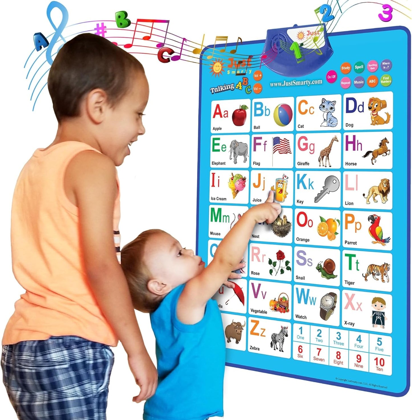 Just Smarty Alphabet Wall Chart for Toddlers 1-3 | ABCs & 123s Kids Learning Toy | Educational Gift for Infant Ages 1 2 3 4 5 | Speech Therapy for Kids 1-3 | Autism Toys for Toddlers 3-4