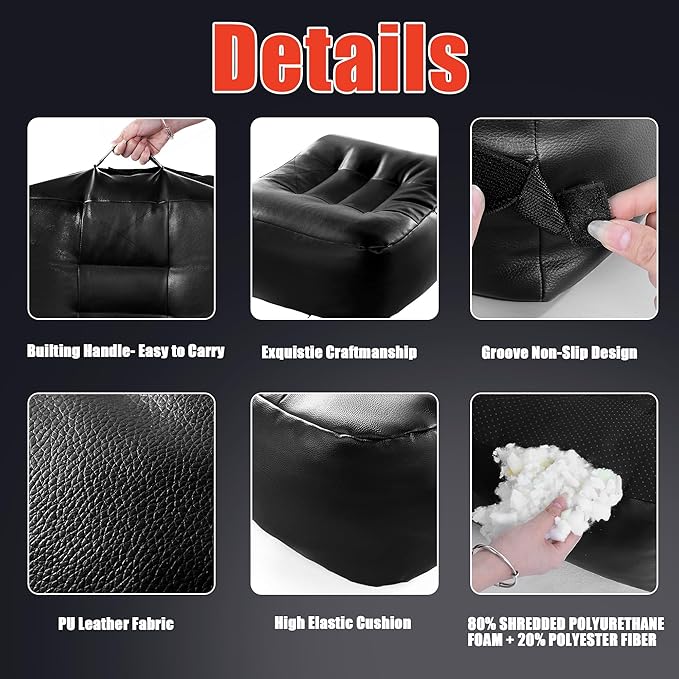 HOMBYS Extra Thick Chair Cushions for Office,6 in Breathable Adult Booster Seat for Car,Waterproof Car Seat Cushion to Raise Seat Height,PU Leather Desk Chair Cushion for Long Sitting