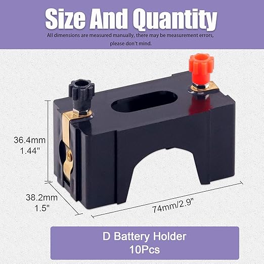 Swpeet 10Pcs Series or Parallel D Battery Holder Kit, Perfect for Physics Laboratory, School Electronic Experimenting, Great for Demos Teaching Basic Principles of Electricity