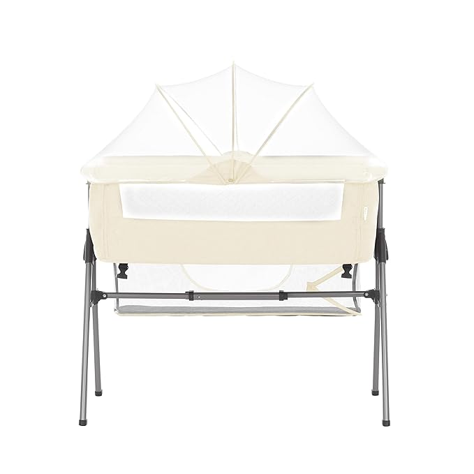 Dream On Me Lotus Bassinet and Bedside Sleeper in Ivory, Lightweight and Portable Baby Bassinet, Adjustable Height Position, Easy to Fold and Carry Travel Bassinet- Carry Bag Included