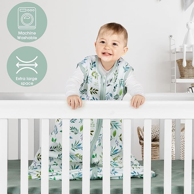 Newborn Sleep Sack Baby Swaddle,TOG 0.5 Baby Wearable Blanket,Baby Sleeping Bag (Leaf&Clouds, 3-6 Months)