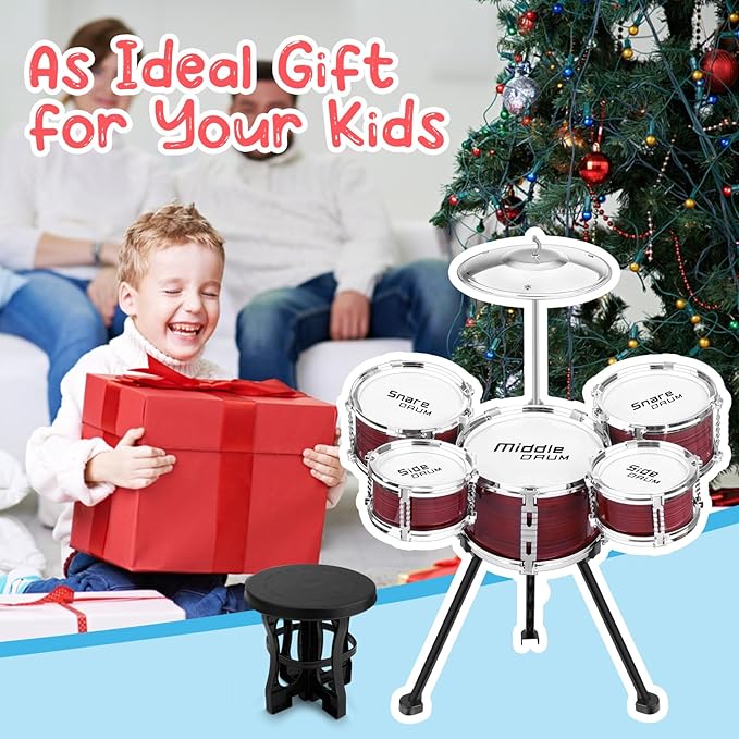 Upgraded Kids Drum Set, 5 Piece Toy Set for Toddlers1-3 3-5 Band Rock Jazz Drum Musical Instrument Toys for Boys Girls Christmas Birthday Gifts