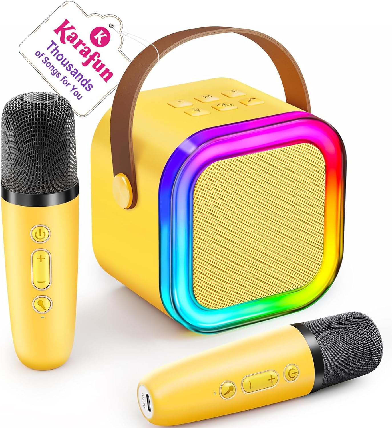 IROO Mini Karaoke Machine for Kids, 2025 TOP Toys Birthday Gifts Ideas for Girls Ages 4, 5, 6, 7, 8, 9, 10, 12+ Years Old, Portable MP3 Player with 2 Wireless Mics for Party