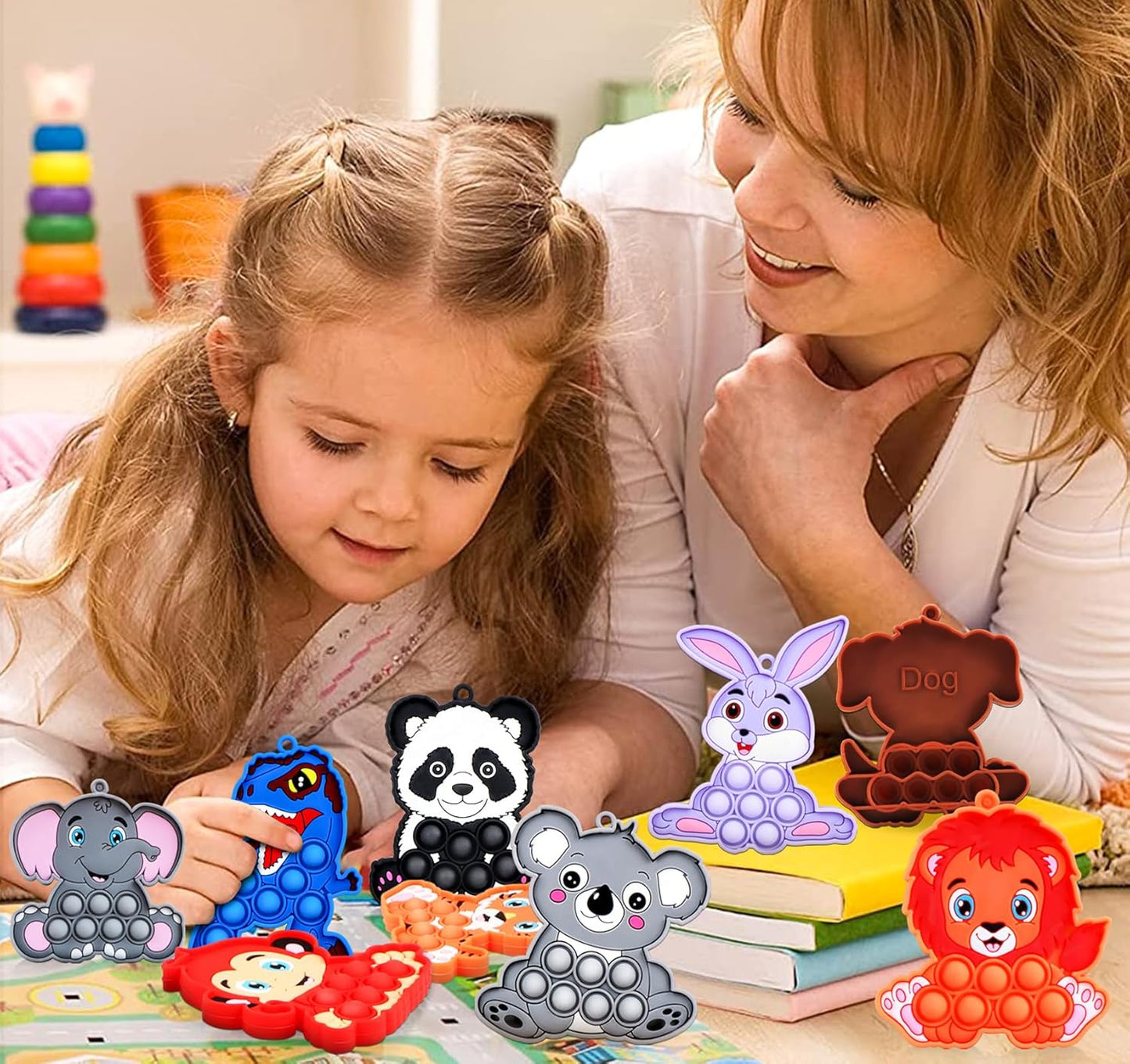 Animal Pop Fidget Toys Party Favors,Silicone Fidget Toys for Toddlers,Birthday Party Favors for Kids,Treasure Chest Prizes,Prizes Box Toys for Kids Classroom Prizes