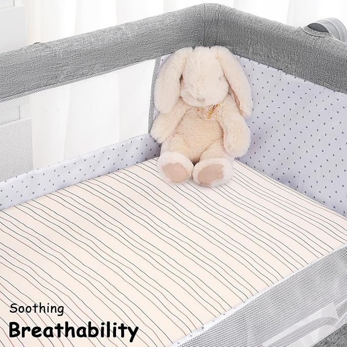 Yoofoss Bassinet Sheets Baby Girl Boy, Fitted Bassinet Sheet Set 2 Pack Universal Fit for Cradle Moses Basket Oval Rectangle Round Hourglass Mattress,Soft Breathable (Brown+Giraffe)