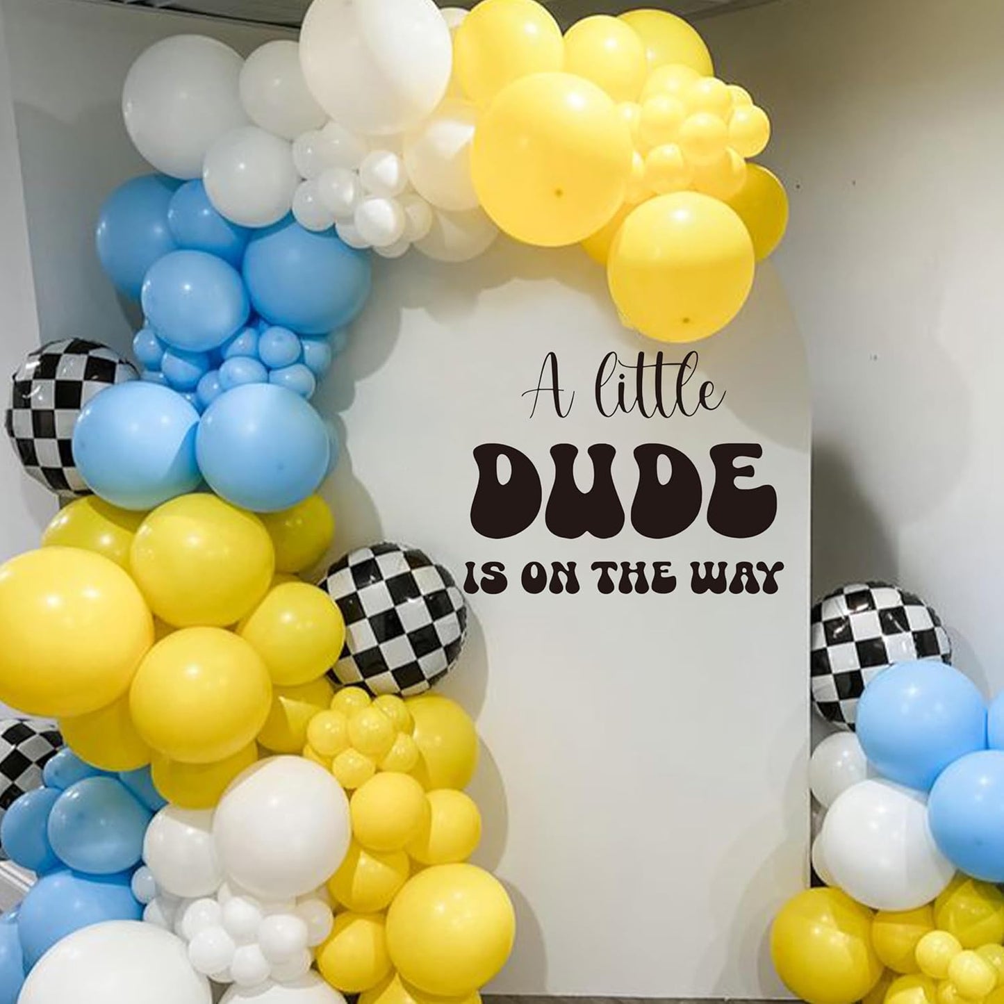 A Little Dude is On The Way Decal - Baby Shower Party Decorations, Gender Reveal Party Supplies, Balloon Arch Background Wall Decor, Party Photo Props Dude Sign Wall Decal (Dude Decal)