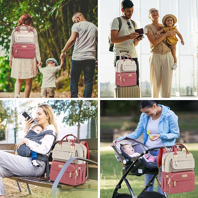 Diaper Bag Backpack, Baby Girl Diaper Bag, Large Diaper Bag Backpack Gift for Girls, Baby Diper Backpack for Travel with Insulated Pockets and Stroller Straps