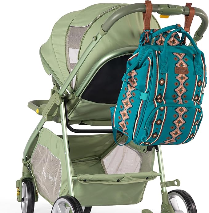 Wrangler Aztec Backpack Organized Daypack Travel Baby Bag with Stroller Strap and Side Bottle Pockets WG2204-9110TQ