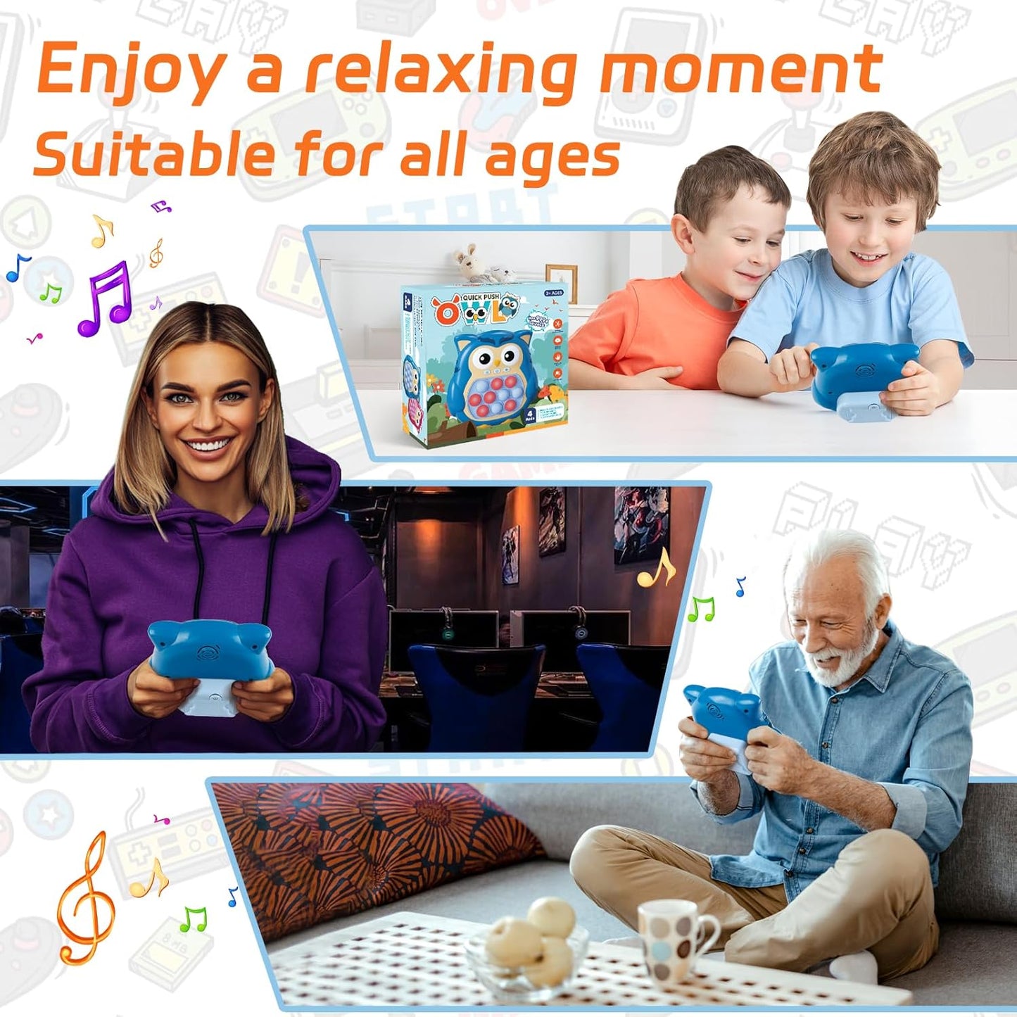 Pop It Game Light Up Fidget Toys , Handheld Games for Kids, Quick Push Bubbles Bot It Game Console, Autism Sensory Toys Birthday Gifts for Boys Kids Teens Adults(Blue)