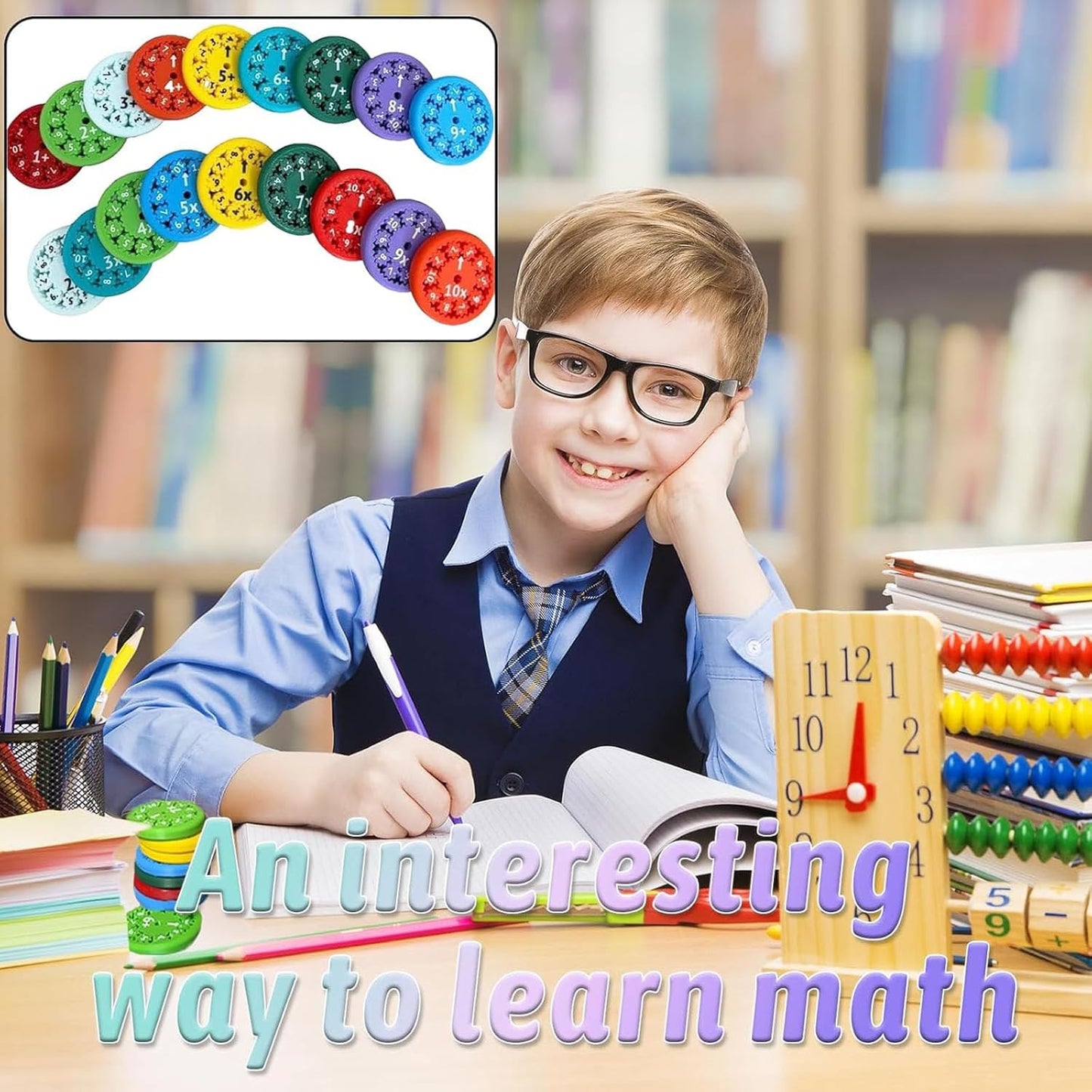 9pcs Math Fidget Spinners, Round Math Fact Fidget Spinner Toy, Number Fidget Spinner Learn Division & Multiplication, Math Learning & Education Fidget Game for Kids Birthday