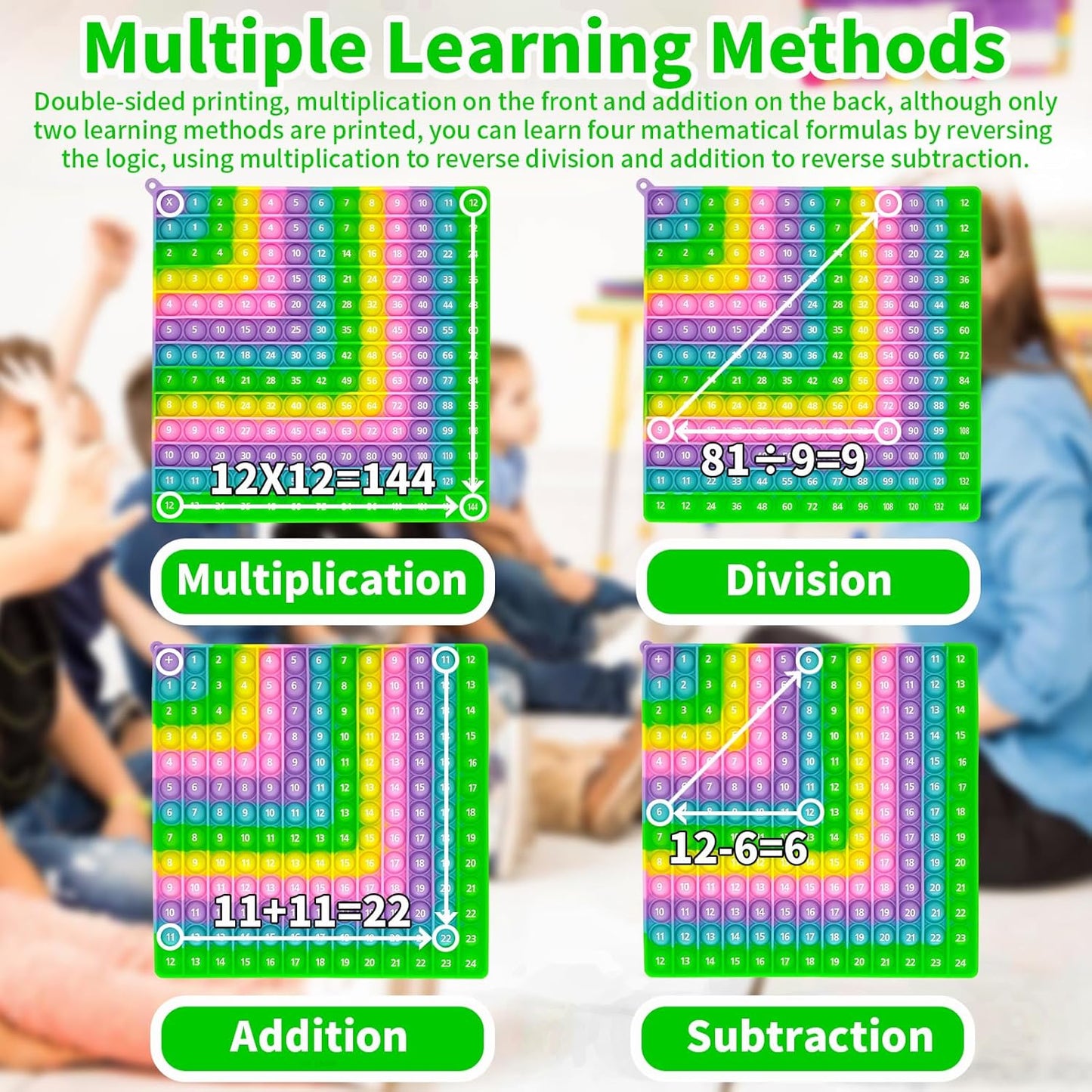 12X12 Multiplication Chart and Math 1-12 Addition Table Toys, Stress Relief Fidget Bubble Game Learning Toys, Making Learning More Fun and Easy to Understand