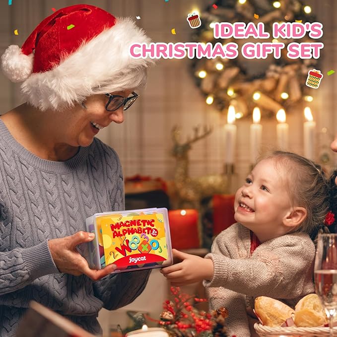 JoyCat Wooden Magnetic Letters and Numbers, Large ABC 123 Alphabet Fridge Magnets for Toddlers & Kids, Uppercase Letters, Math Symbols, Preschool Educational Learning Refrigerator Toy Set (63 PCS)