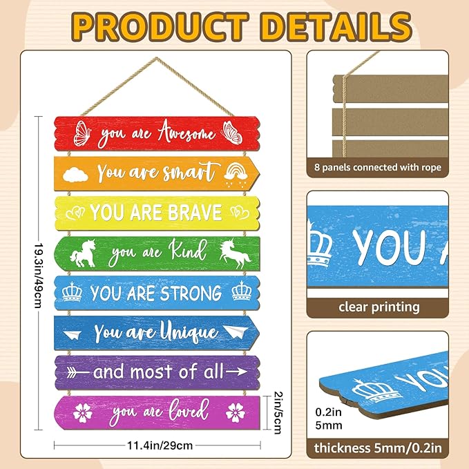 Rainbow Room Decorations For Girls, Kids Room Decor, Inspirational Wall Decor, Little Kids Bedroom Decor,Bedroom Deco For Teen Girls,Nursery Wall Deco (Rainbow)