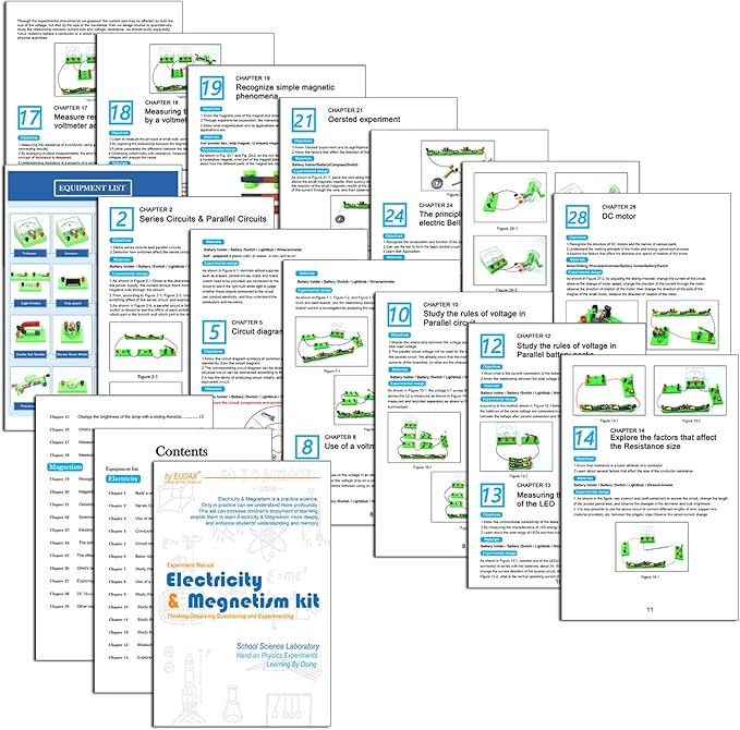 EUDAX School Physics Labs Basic Electricity Discovery Circuit and Magnetism Experiment kits for High School Students Electromagnetism Elementary Electronics