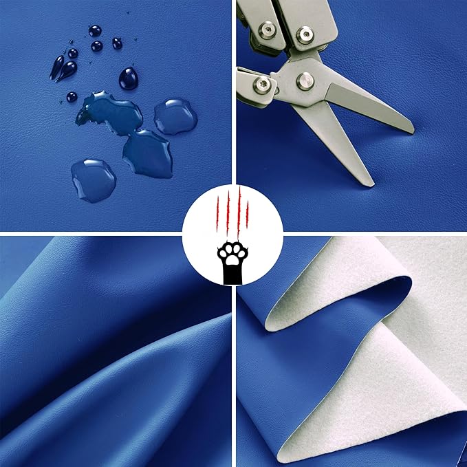 Toddler Booster Seat for Dining Table, 2 Elastic Seat Belts, Anti Scratch PU Skin-Friendly, Waterproof, Anti-Wrinkle, Detachable Non-Slip Bottom - Dark Blue