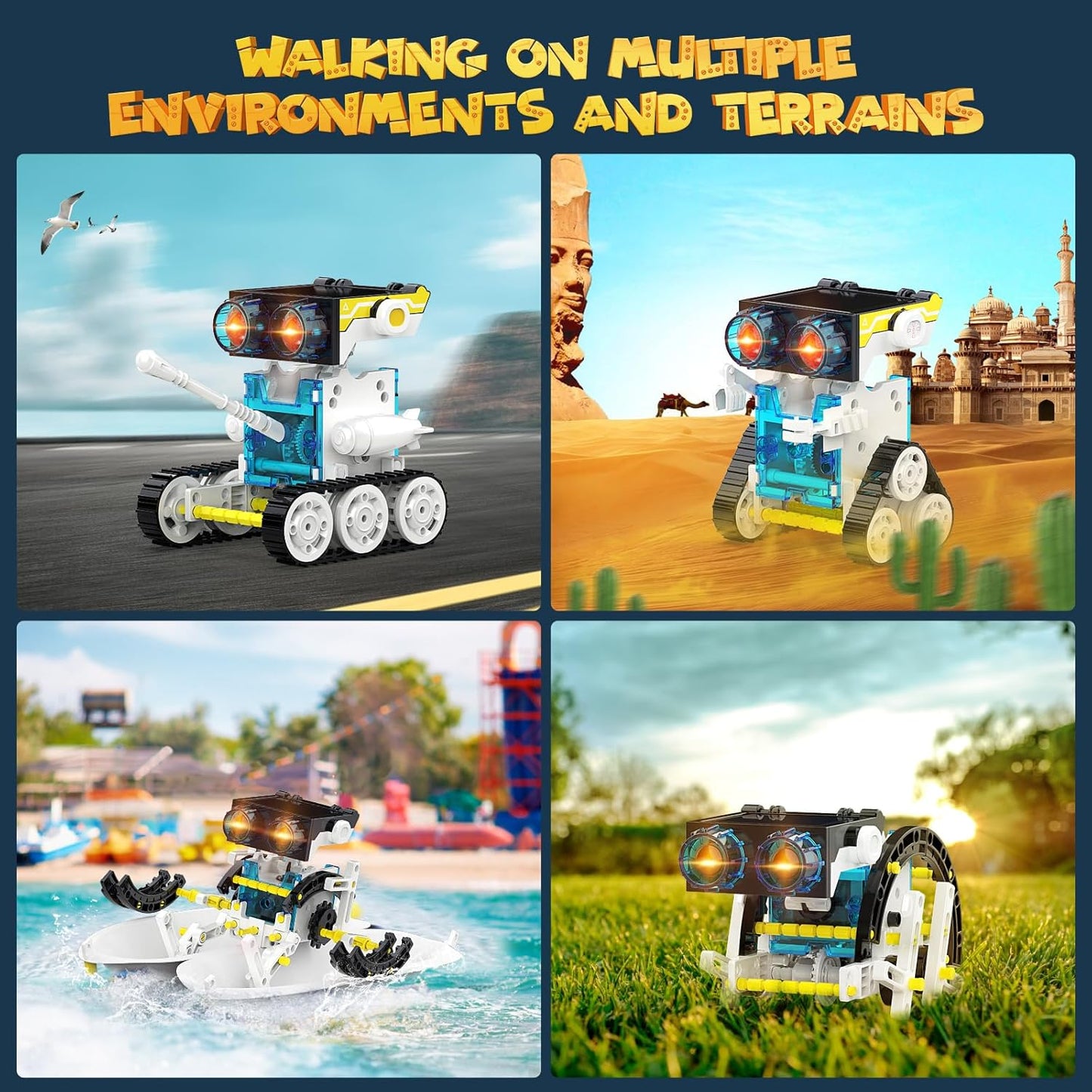 30-in-1 STEM Solar Robot Kit Toys, 243 Pieces Educational Building Science Experiment Kit for Kids Aged 8-12, Birthday Gifts Kids Aged 8 9 10 11 12 13 Years Old(White)