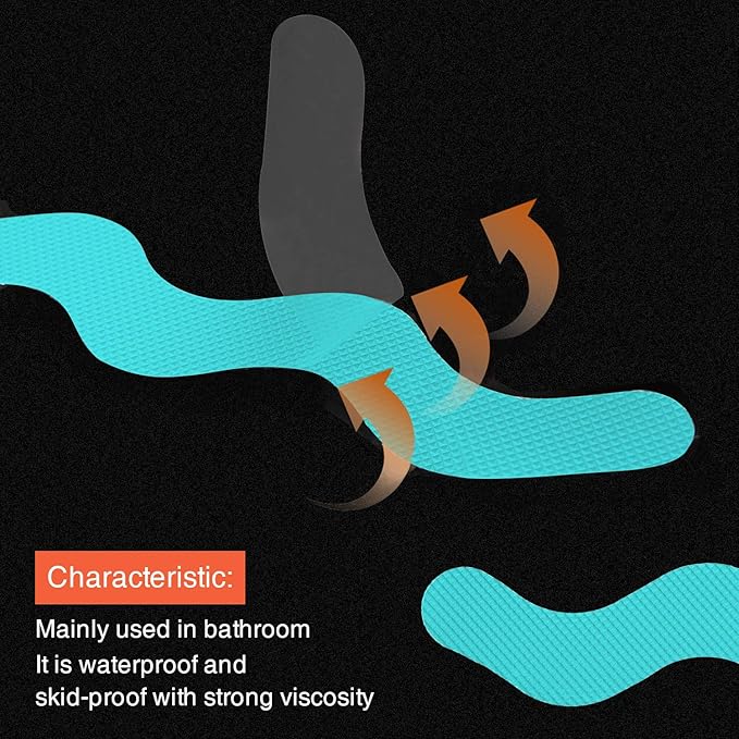 Patented Anti Slip Shower Stickers 24 PCS Safety Bathtub Strips Adhesive Decals with Premium Scraper for Bath Tub Shower Stairs Ladders Boats (Blue)