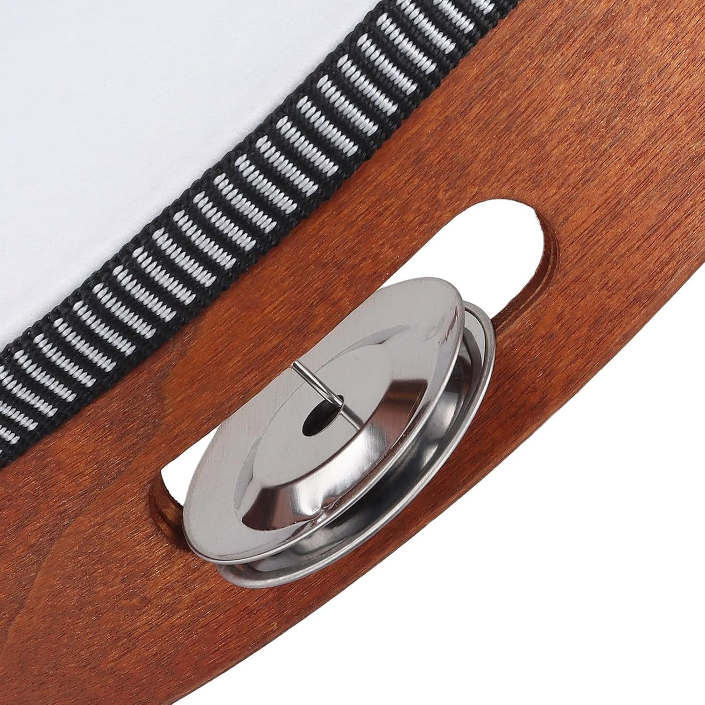 4 PCS 4" 6" 8" 10" Brown Wooden Tambourine, Musical Instrument Tambourine Set, Handheld Drum Bell Metal Jingles Single Row Percussion for Church, KTV, Party, Musical Class